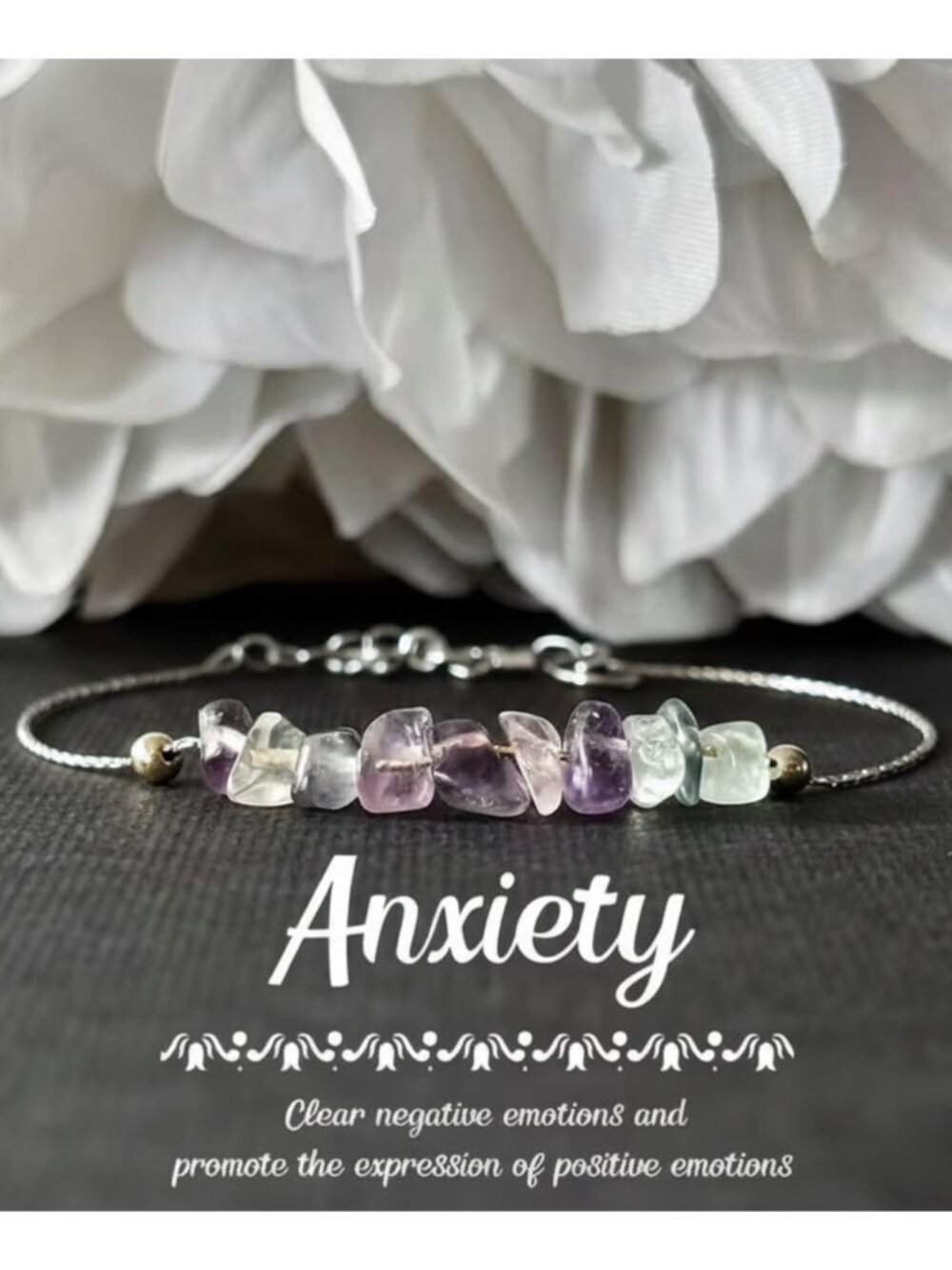 Rainbow Fluorite Anxiety Bracelet Reduce Stress Calm Emotions Clears Negativity